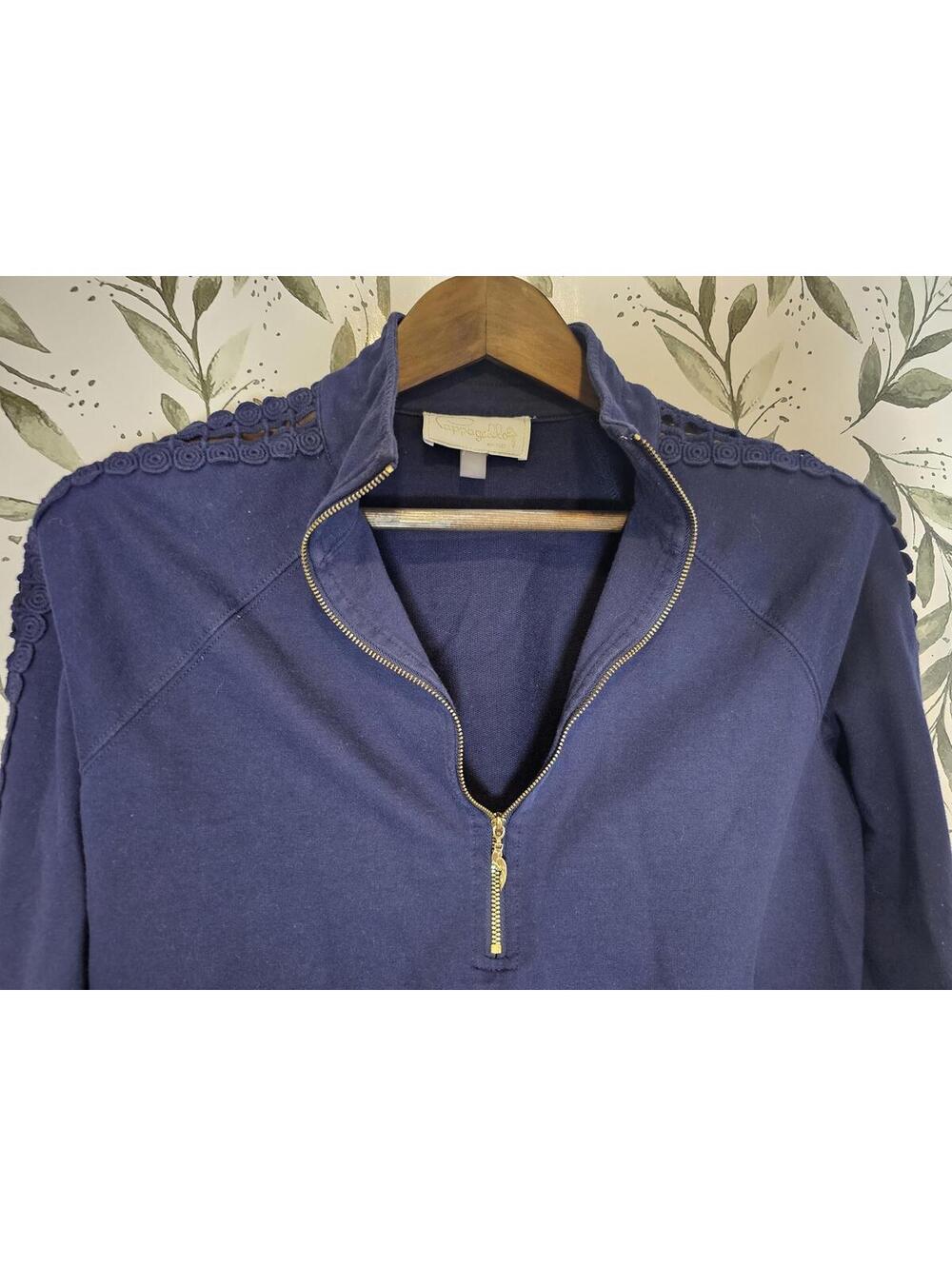 Pappagallos Shirt Blue Womens Size L Half Zip